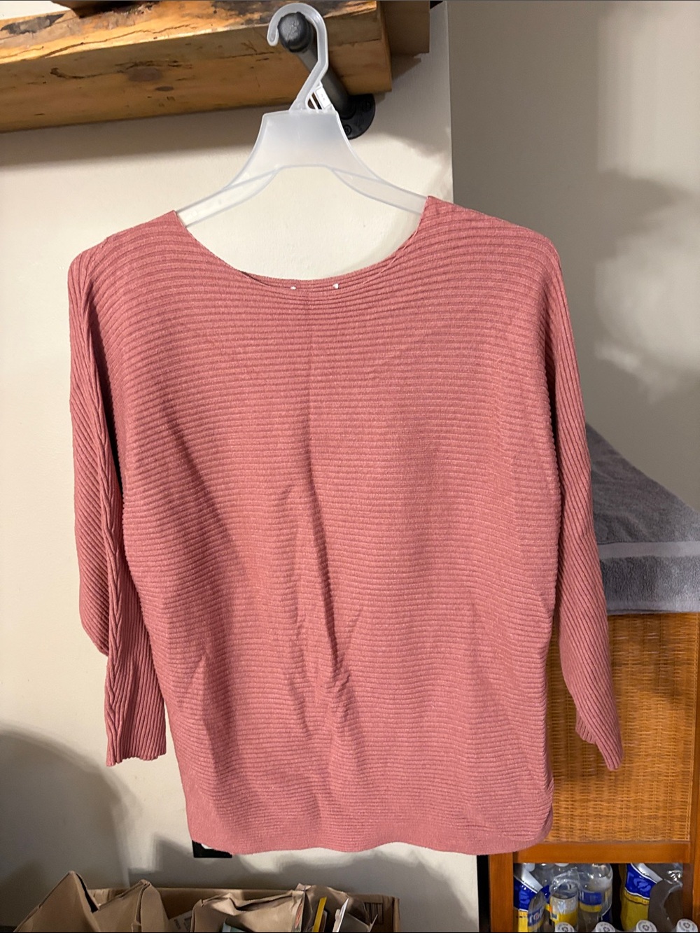 Ribbed Crewneck Sweater in Dusty Rose